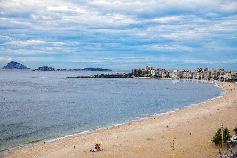 科帕卡巴纳海滩高角度视图，里约热内卢de Janeiro